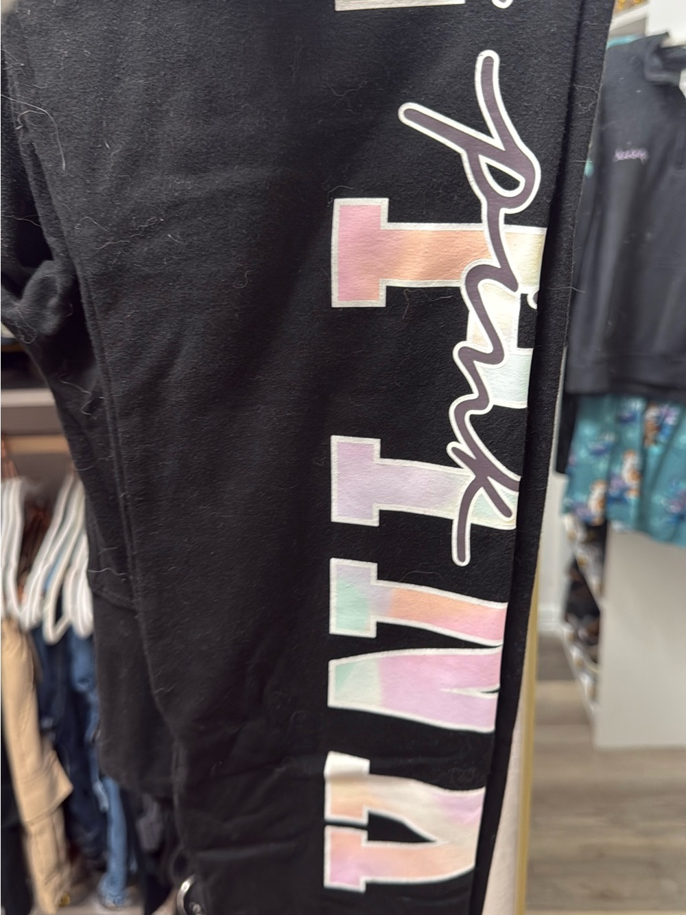 PINK Victoria's Secret Black Leggings with Pastel Ombre Logo
